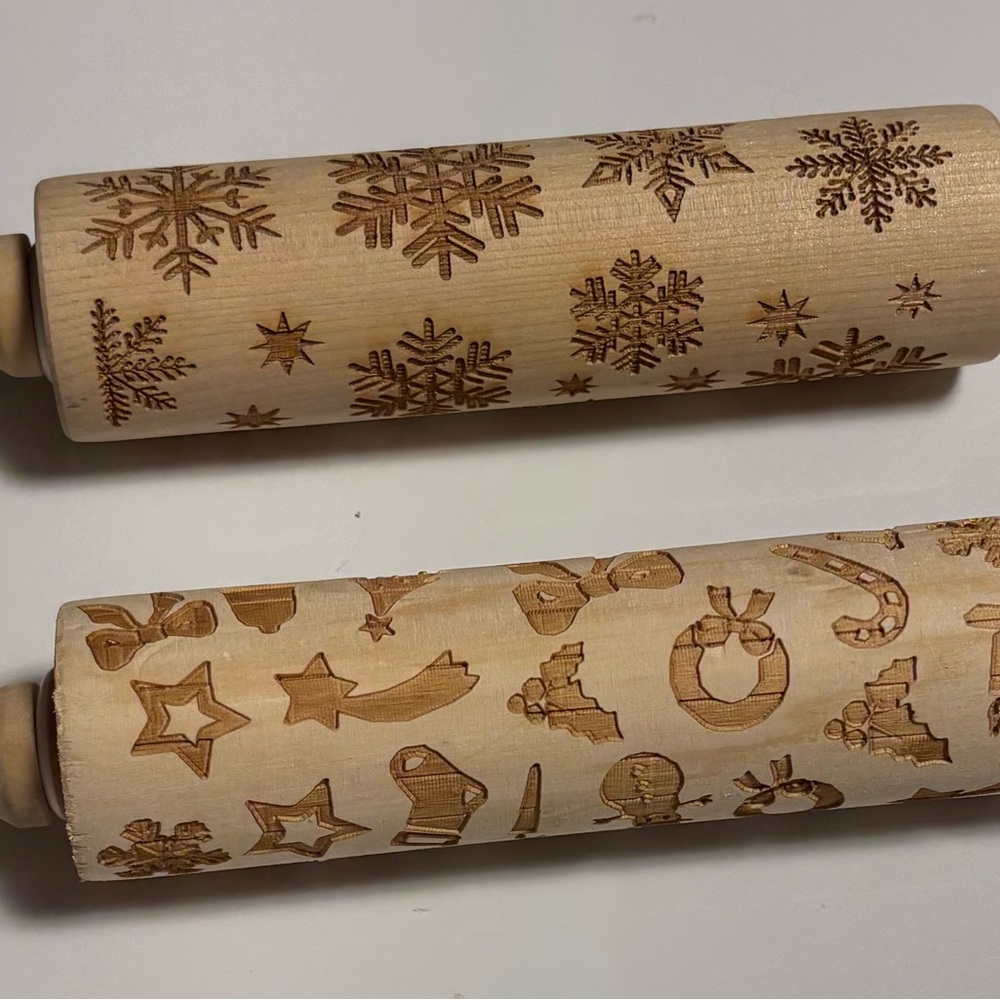 Engraved Wooden Rolling Pins- Christmas themed